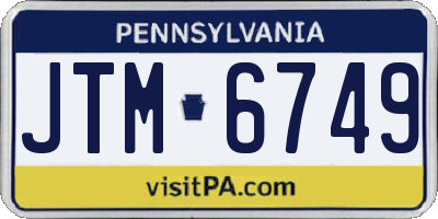 PA license plate JTM6749