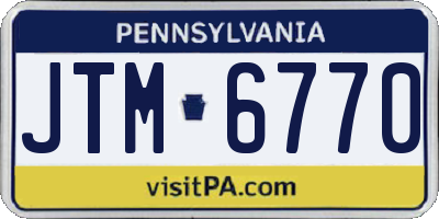 PA license plate JTM6770