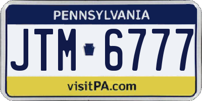 PA license plate JTM6777