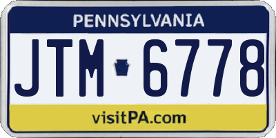 PA license plate JTM6778