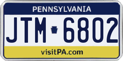 PA license plate JTM6802
