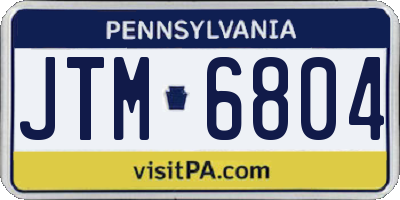 PA license plate JTM6804