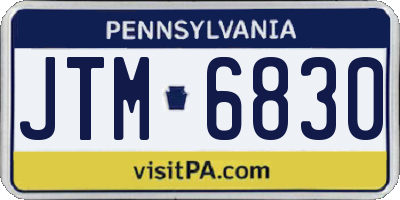 PA license plate JTM6830