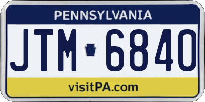 PA license plate JTM6840