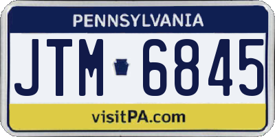 PA license plate JTM6845