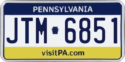 PA license plate JTM6851
