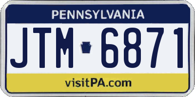 PA license plate JTM6871