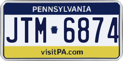 PA license plate JTM6874