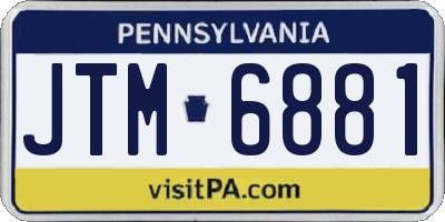 PA license plate JTM6881