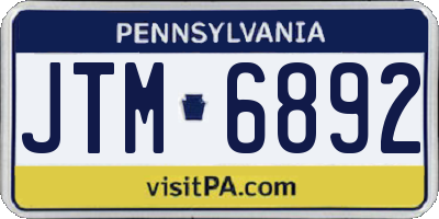 PA license plate JTM6892