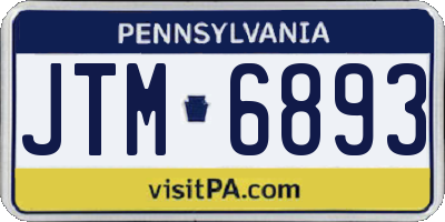 PA license plate JTM6893
