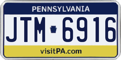 PA license plate JTM6916
