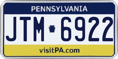 PA license plate JTM6922