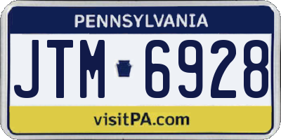 PA license plate JTM6928