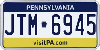 PA license plate JTM6945