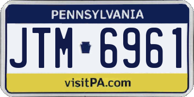 PA license plate JTM6961