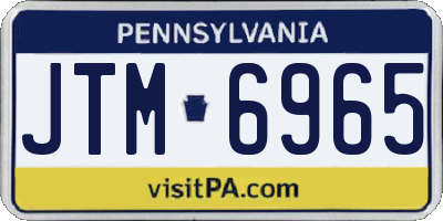 PA license plate JTM6965