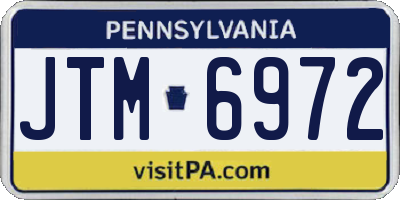 PA license plate JTM6972