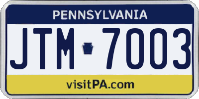 PA license plate JTM7003