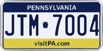 PA license plate JTM7004