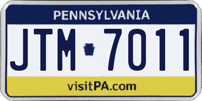 PA license plate JTM7011