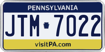 PA license plate JTM7022