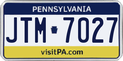 PA license plate JTM7027