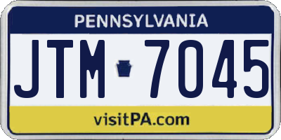 PA license plate JTM7045