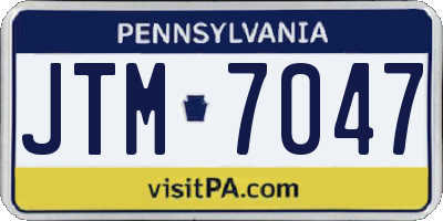 PA license plate JTM7047