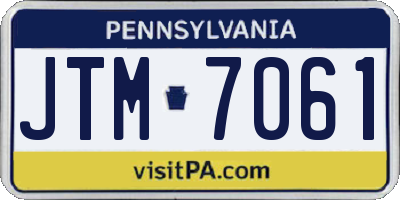 PA license plate JTM7061