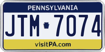 PA license plate JTM7074