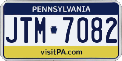 PA license plate JTM7082