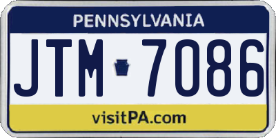 PA license plate JTM7086