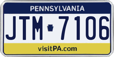 PA license plate JTM7106