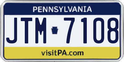 PA license plate JTM7108