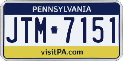 PA license plate JTM7151
