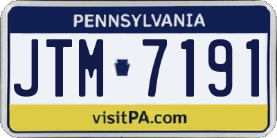 PA license plate JTM7191