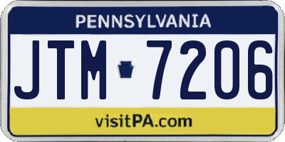 PA license plate JTM7206