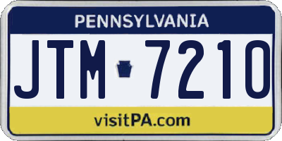PA license plate JTM7210
