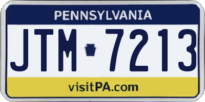 PA license plate JTM7213
