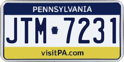 PA license plate JTM7231