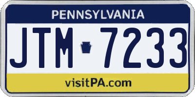 PA license plate JTM7233