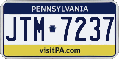 PA license plate JTM7237