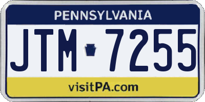 PA license plate JTM7255