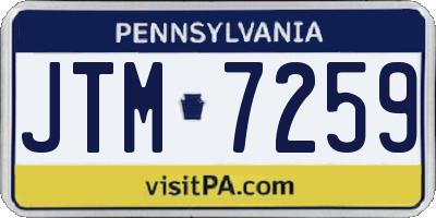 PA license plate JTM7259