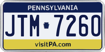 PA license plate JTM7260