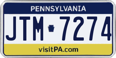 PA license plate JTM7274