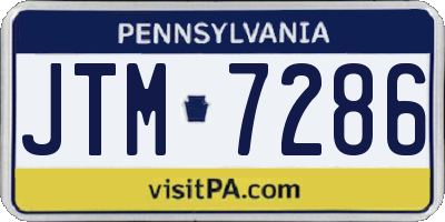 PA license plate JTM7286