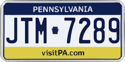 PA license plate JTM7289