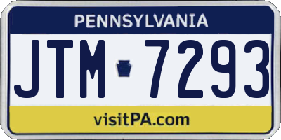 PA license plate JTM7293